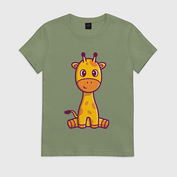 Футболка хлопковая женская Добрый жирафик, цвет: авокадо