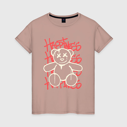 Женская футболка Teddy медвежонок happiness / Пыльно-розовый – фото 1