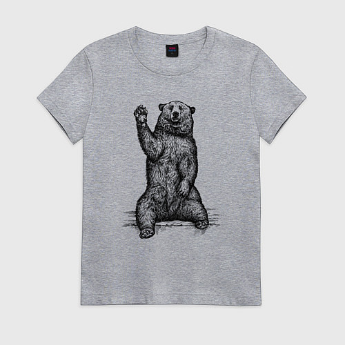 Женская футболка Медведь приветливый / Меланж – фото 1