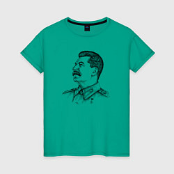Футболка хлопковая женская Профиль Сталина, цвет: зеленый