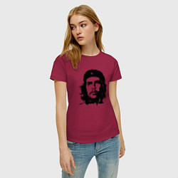 Футболка хлопковая женская Портрет Че Гевары, цвет: маджента — фото 2