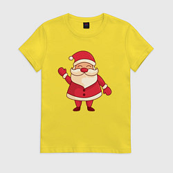 Футболка хлопковая женская Радостный Дед мороз, цвет: желтый
