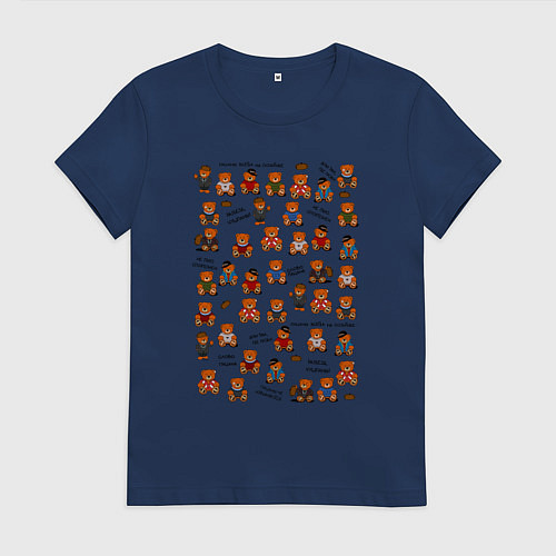 Женская футболка Мишки-персонажи из слово пацана / Тёмно-синий – фото 1