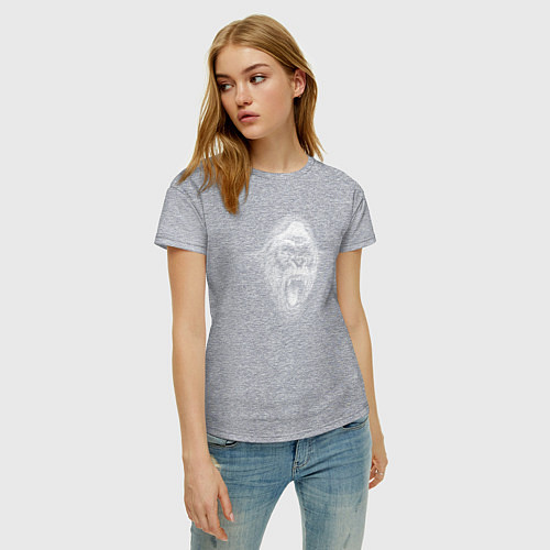 Женская футболка Горилла рычащая / Меланж – фото 3