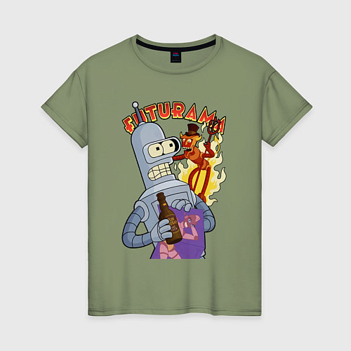 Женская футболка Бендер и рободьявол / Авокадо – фото 1