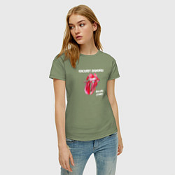 Футболка хлопковая женская The Rolling Stones - Diamonds tongue, цвет: авокадо — фото 2