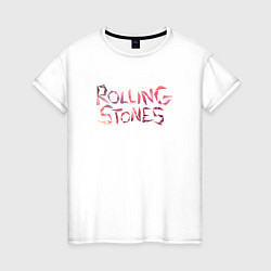 Футболка хлопковая женская The Rolling Stones - logo, цвет: белый