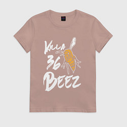 Футболка хлопковая женская Killa beez 36, цвет: пыльно-розовый