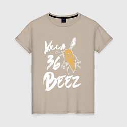 Футболка хлопковая женская Killa beez 36, цвет: миндальный