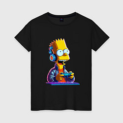 Футболка хлопковая женская Bart is an avid gamer, цвет: черный