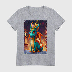 Футболка хлопковая женская Китайский новогодний дракон 2024, цвет: меланж