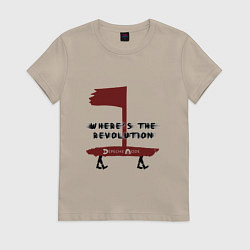 Футболка хлопковая женская Depeche Mode - Revolution flag, цвет: миндальный