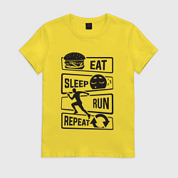 Женская футболка Есть спать бегать