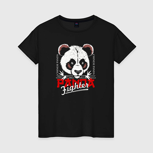 Женская футболка Панда боец / Черный – фото 1