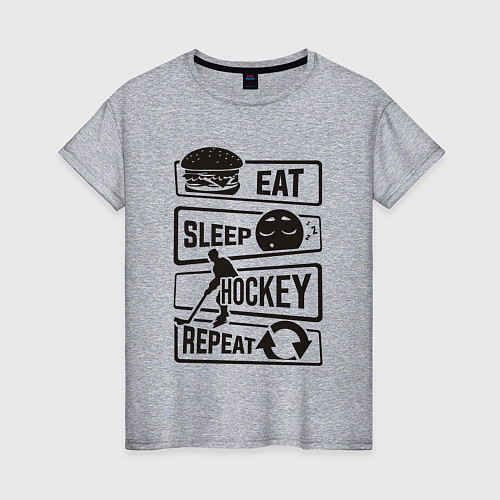 Женская футболка Eat sleep hockey / Меланж – фото 1