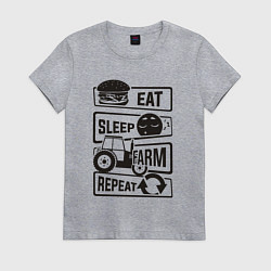 Женская футболка Есть спать ферма