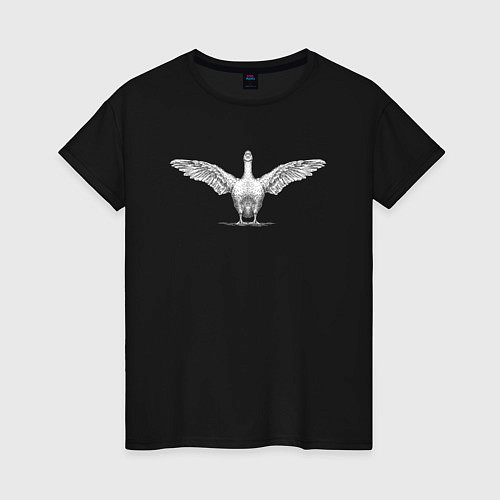 Женская футболка Утка машет крыльями / Черный – фото 1