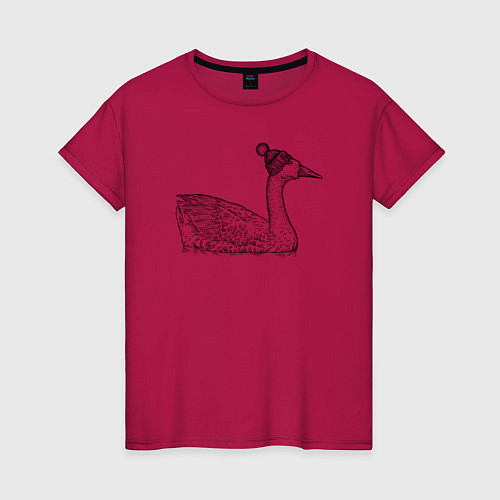 Женская футболка Утка в шапке / Маджента – фото 1