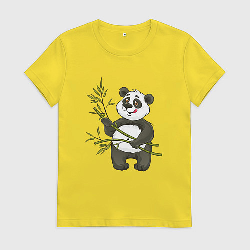 Женская футболка Мультяшная панда с бамбуком / Желтый – фото 1