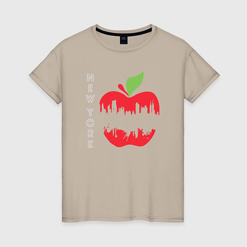 Женская футболка Нью-Йорк большое яблоко / Миндальный – фото 1