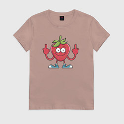 Футболка хлопковая женская Клубничный привет, цвет: пыльно-розовый