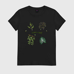 Футболка хлопковая женская The botanical world easy, цвет: черный