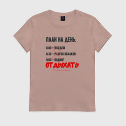 Футболка хлопковая женская План на день, цвет: пыльно-розовый