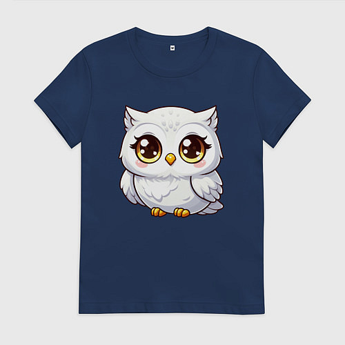 Женская футболка Милая белая сова / Тёмно-синий – фото 1