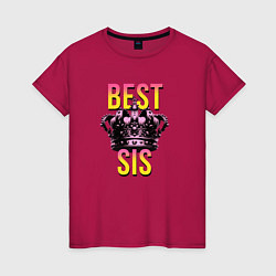 Футболка хлопковая женская Best sis, цвет: маджента