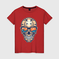 Футболка хлопковая женская Summer skull, цвет: красный