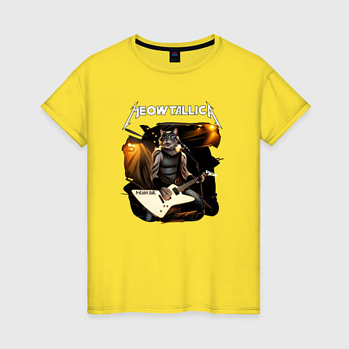 Женская футболка Meowtallica Котфилд / Желтый – фото 1