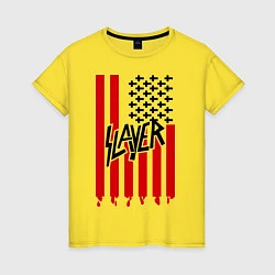 Футболка хлопковая женская Slayer Flag, цвет: желтый
