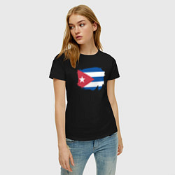 Футболка хлопковая женская Флаг Кубы, цвет: черный — фото 2