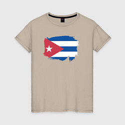 Футболка хлопковая женская Флаг Кубы, цвет: миндальный