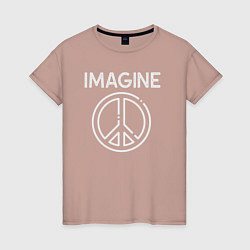 Футболка хлопковая женская Imagine peace, цвет: пыльно-розовый