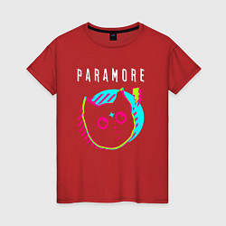 Футболка хлопковая женская Paramore rock star cat, цвет: красный