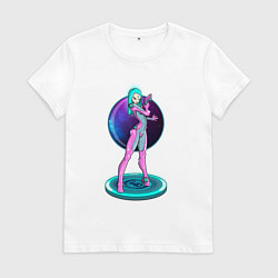 Футболка хлопковая женская Cyber girl pink, цвет: белый
