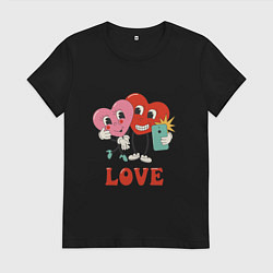 Футболка хлопковая женская Ретро персонаж сердце, цвет: черный