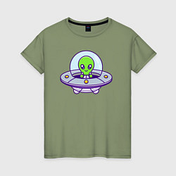 Футболка хлопковая женская Green alien, цвет: авокадо