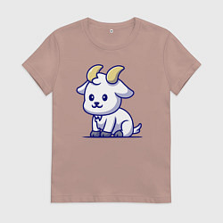 Футболка хлопковая женская Козлёнок, цвет: пыльно-розовый