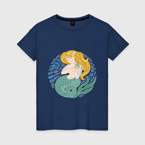 Женская футболка Спящая русалка / Тёмно-синий – фото 1