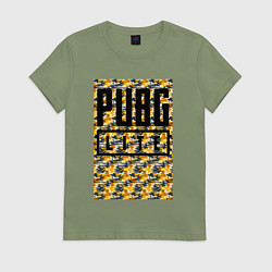 Футболка хлопковая женская Pabg жёлтый милитари, цвет: авокадо