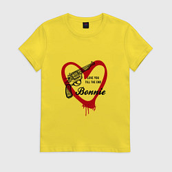 Футболка хлопковая женская Бонни сердце и пистолет, цвет: желтый