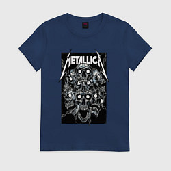 Футболка хлопковая женская Metallica - skulls, цвет: тёмно-синий