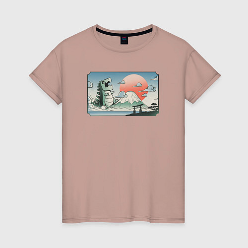 Женская футболка Монстр горы Фудзи / Пыльно-розовый – фото 1