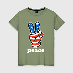 Футболка хлопковая женская USA peace, цвет: авокадо