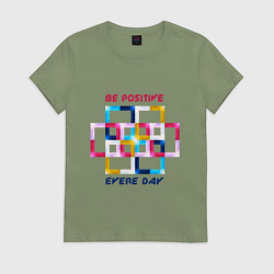 Футболка хлопковая женская Абстракция позитив, цвет: авокадо