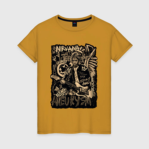 Женская футболка Nirvana Aneurysm / Горчичный – фото 1