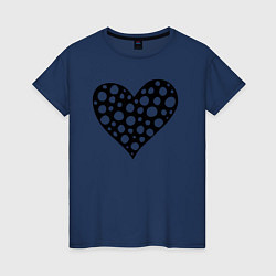 Футболка хлопковая женская Сердце в горошек, цвет: тёмно-синий