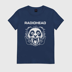Футболка хлопковая женская Radiohead rock panda, цвет: тёмно-синий